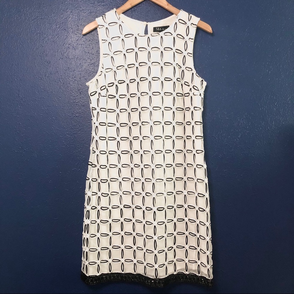 Black and White Lace Detail Dress